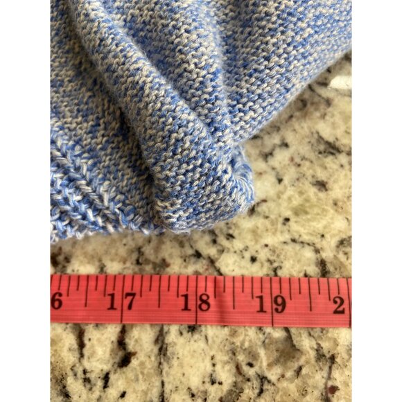 Talbots Sweater Womens M Blue Knit Gingham Hem Pima Cotton Phoebe Buffay - Picture 6 of 8